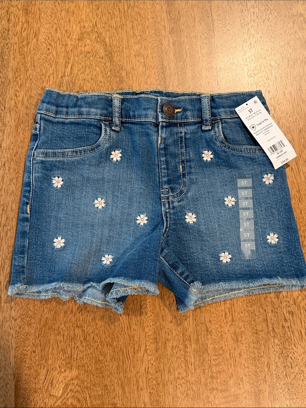 Oshkosh Girls 5T Denim Floral Shorts